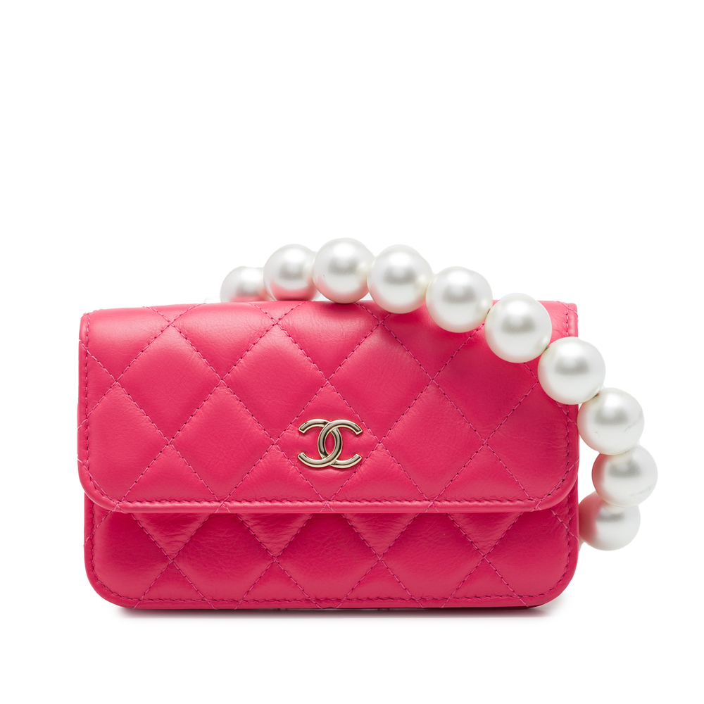 Pre-Loved Chanel Quilted Lambskin Maxi Pearls Clutch With Chain